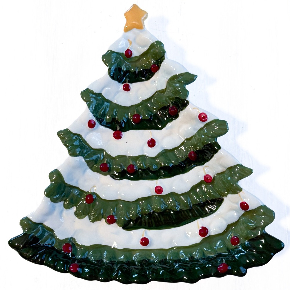 Park Designs Teresa Kogut Christmas Joys Ceramic Tree Trivet Spoon Rest Folk Art